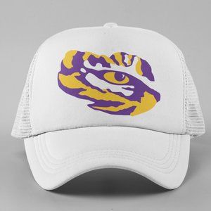 NEW Louisiana State Tigers Eye Logo Foam Trucker Mesh Snapback Hat WHITE